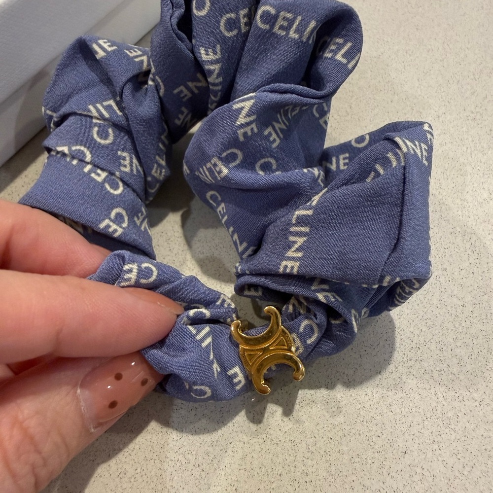 Celine Blue Hair Scrunchie - Picture 2 of 7